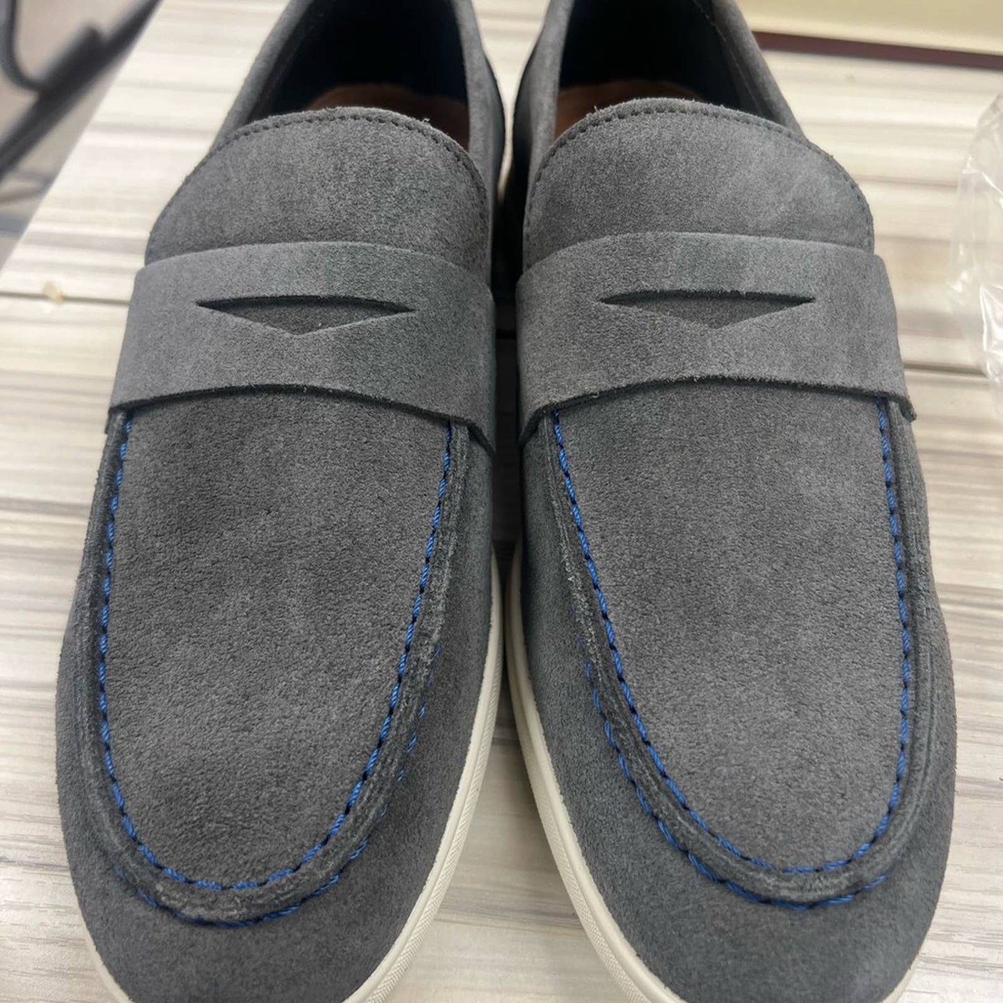 TO BOOT NEW YORK Mens Gray Penny Unlined Ryan Round Toe Slip On Loafers