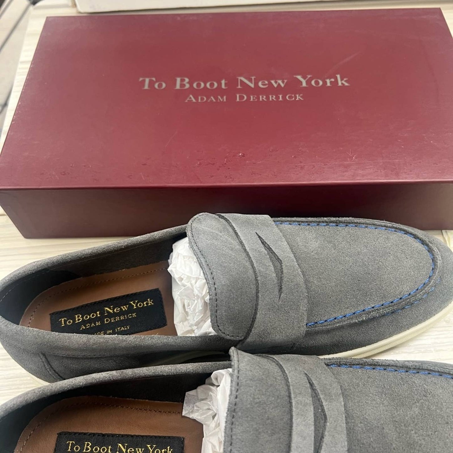 TO BOOT NEW YORK Mens Gray Penny Unlined Ryan Round Toe Slip On Loafers