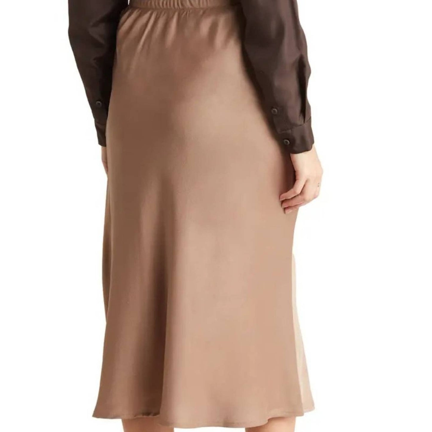 PULL-ON PLEATED SATIN SKIRT