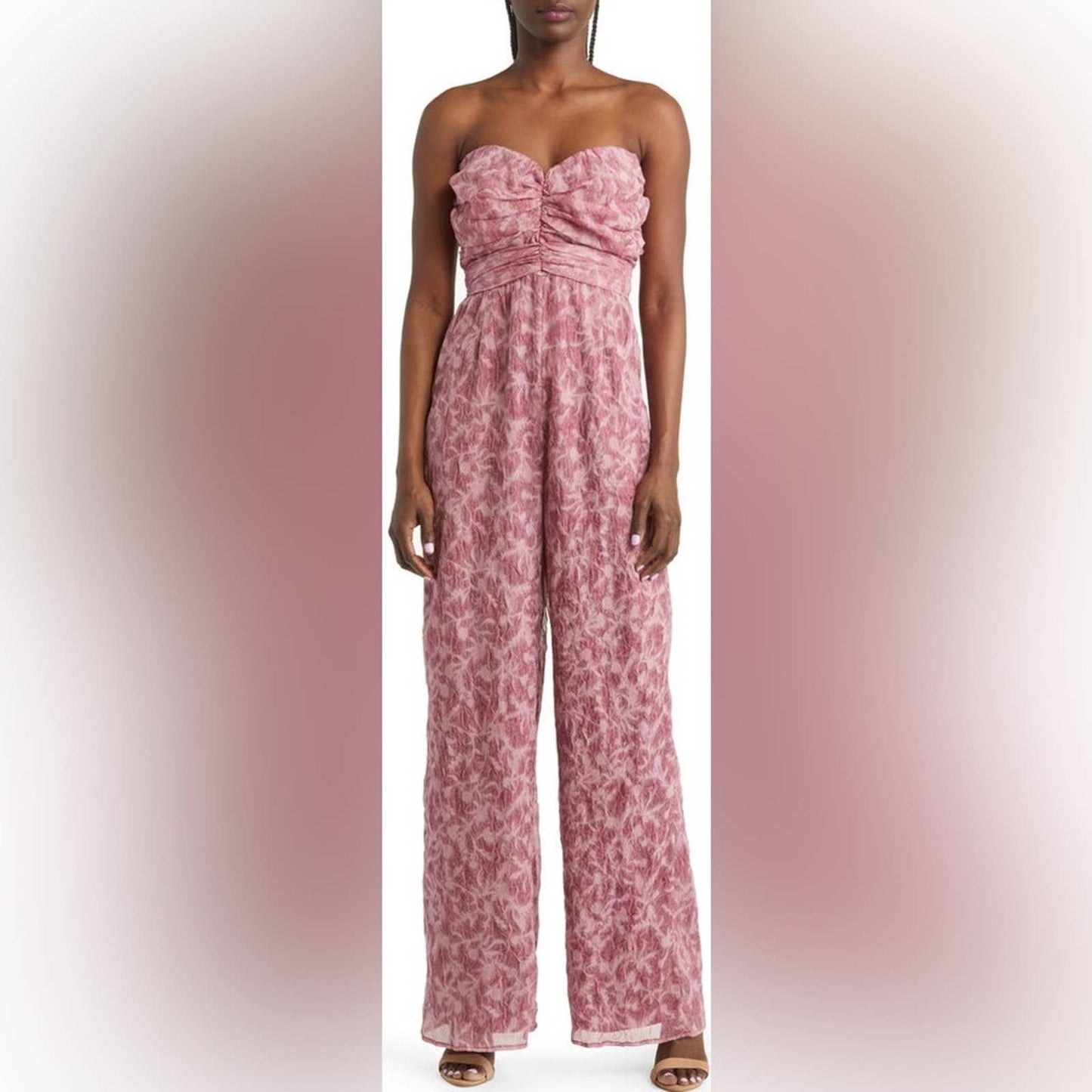 LULUS Lasting Love Textured Organza Strapless Jumpsuit