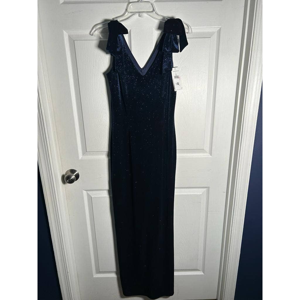 V-Front Sparkle Gown Navy