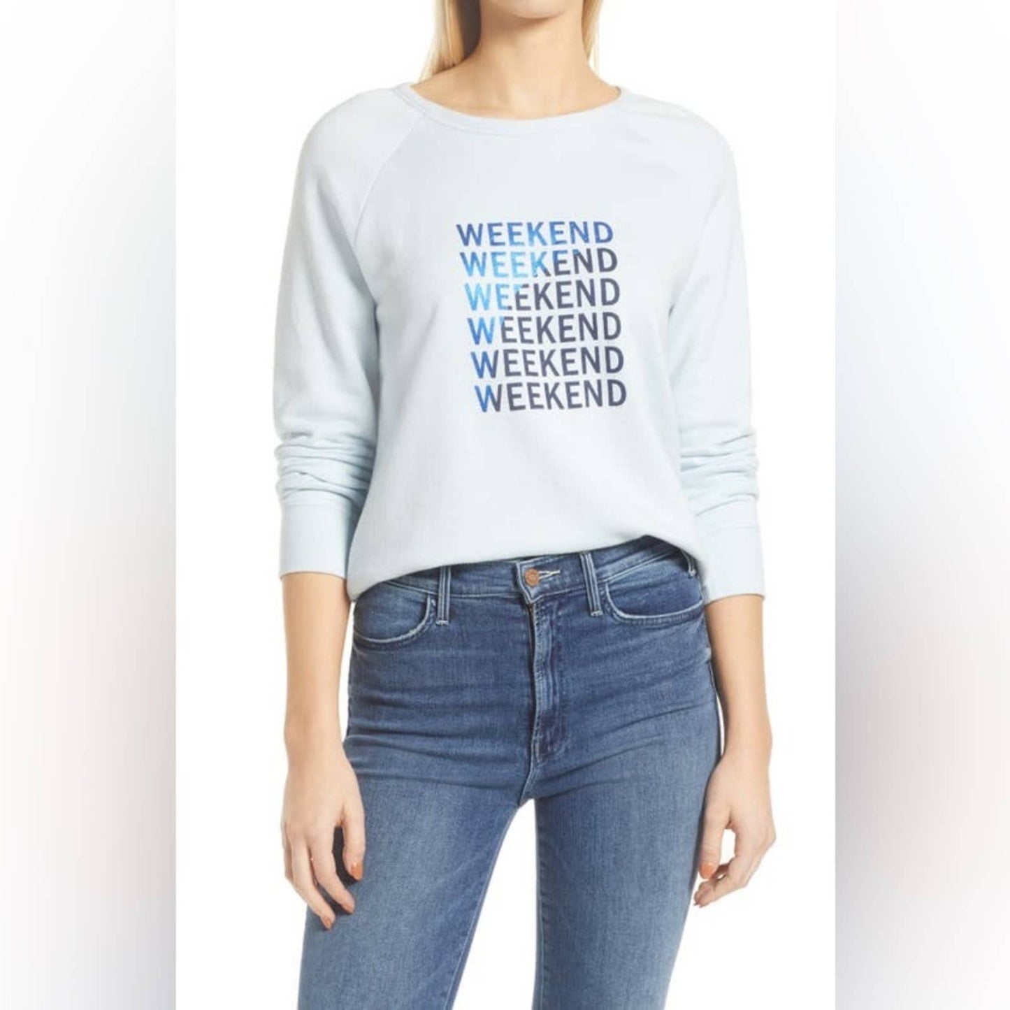 CASLON® WEEKEND GRAPHIC SWEATSHIRT IN BLUE LACE NWOT