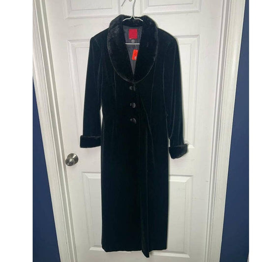 JS Collections Black Velvet Coat