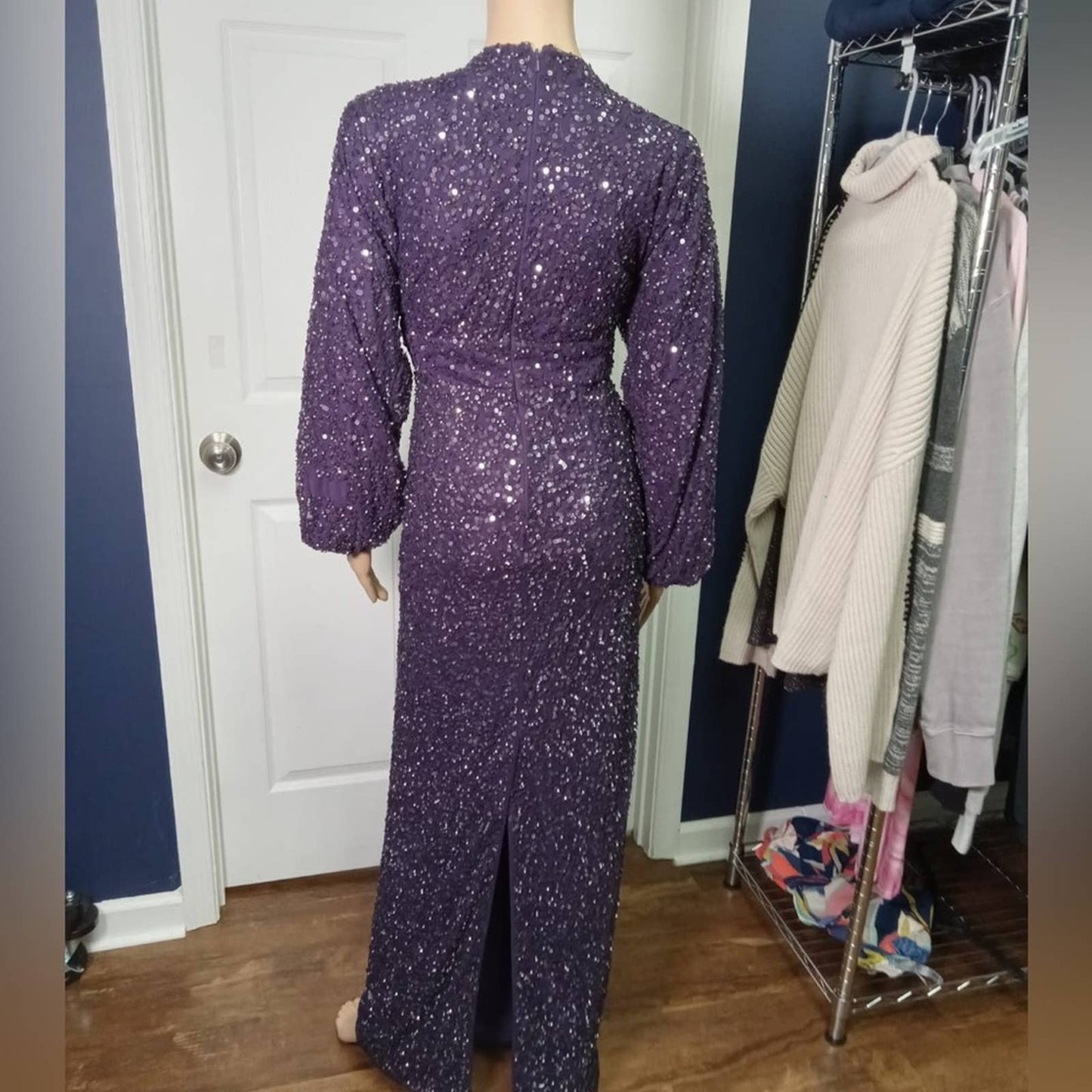 Mac Duggal Sequin Long Sleeve Tulle Gown.