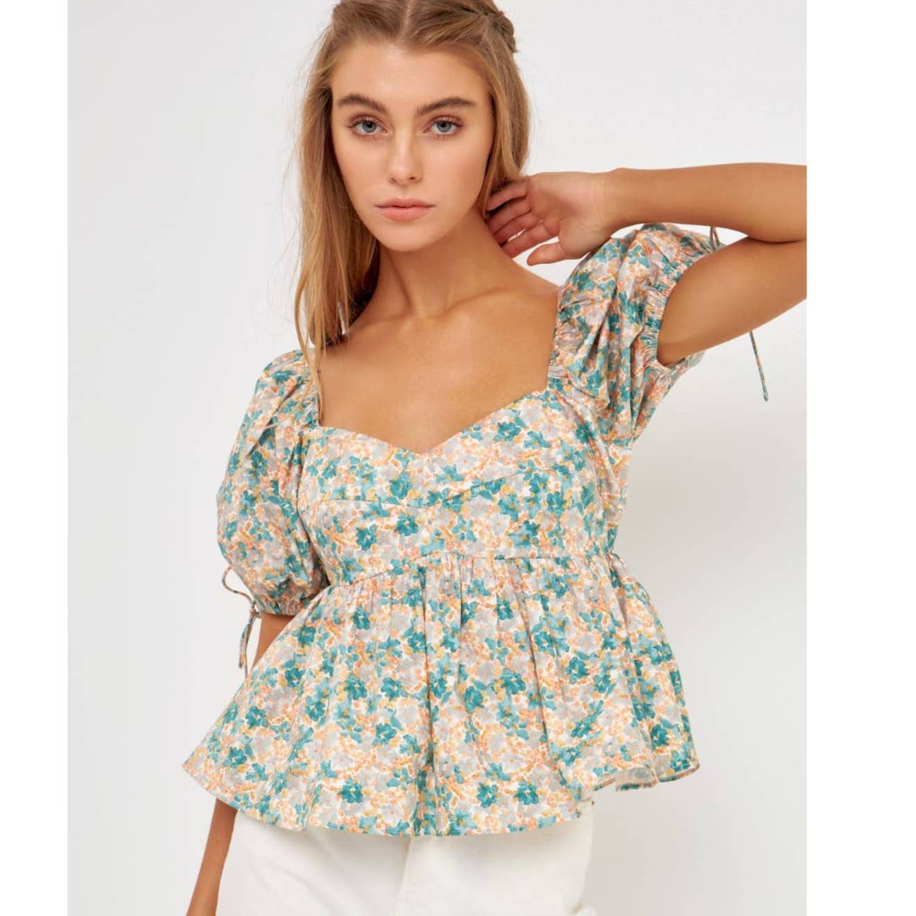 FLORAL PUFF SLEEVE TOP