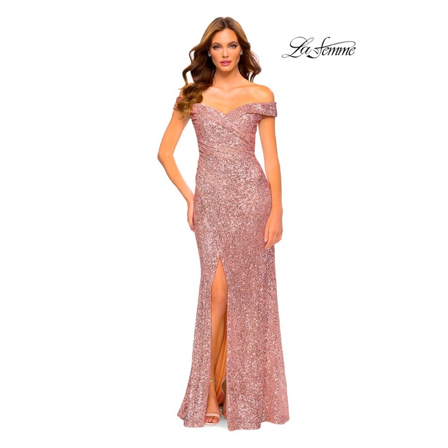 LA FEMME Maxi Dress Rose Gold