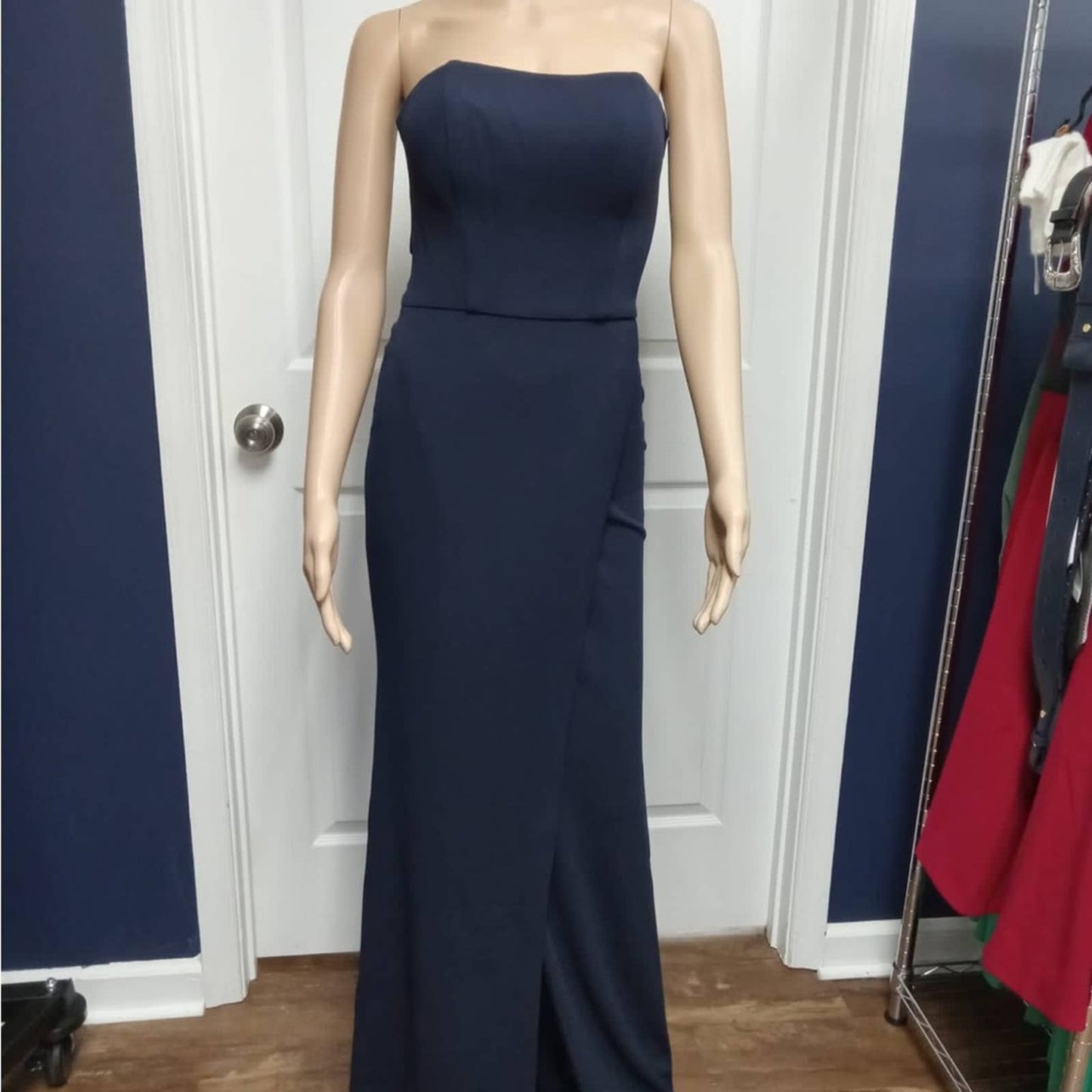 La Fenme Strapless Long Dress Navy