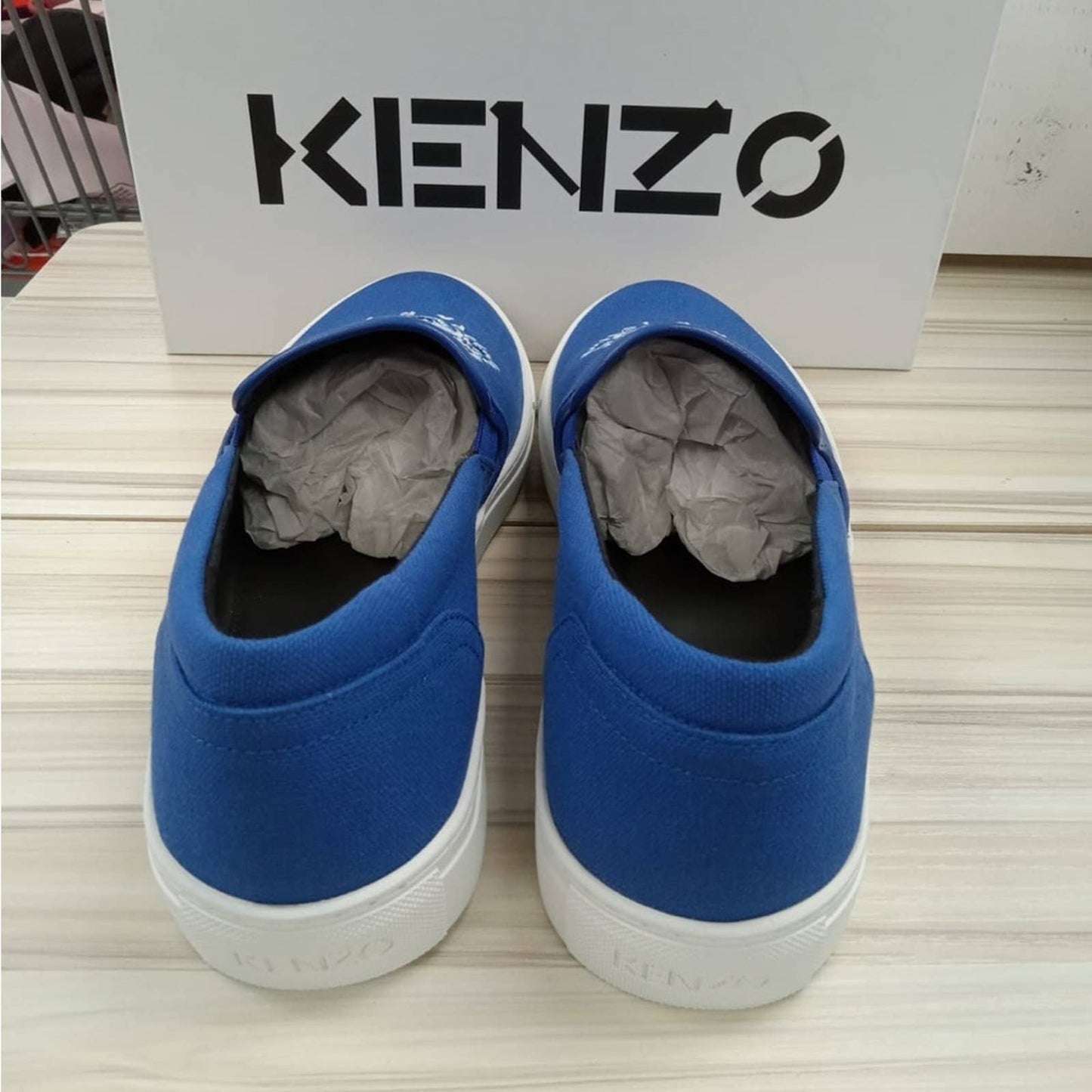 NEW Kenzo K-Skate Tiger Embroidered Blue Mens Slip On Shoes Sneakers