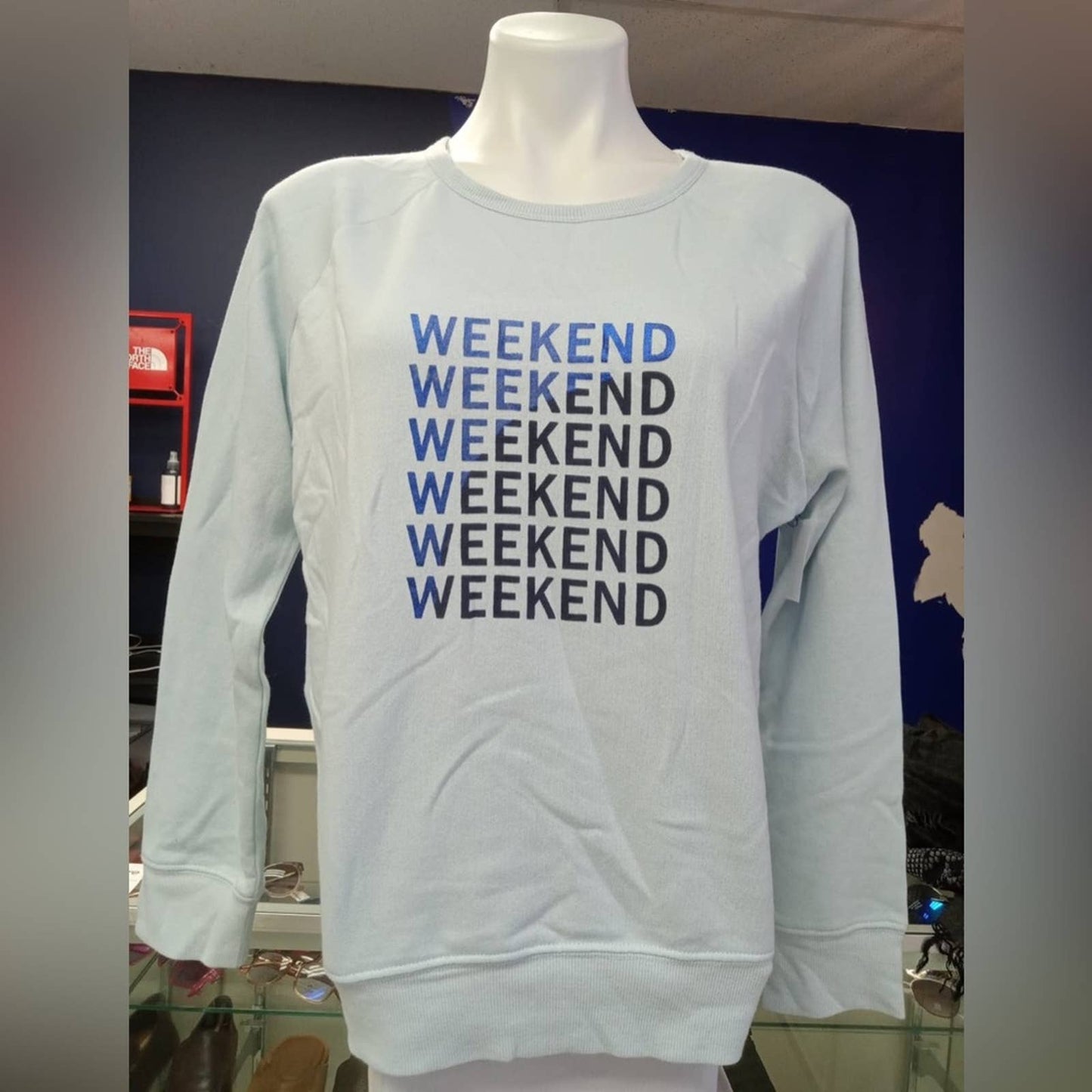 CASLON® WEEKEND GRAPHIC SWEATSHIRT IN BLUE LACE NWOT