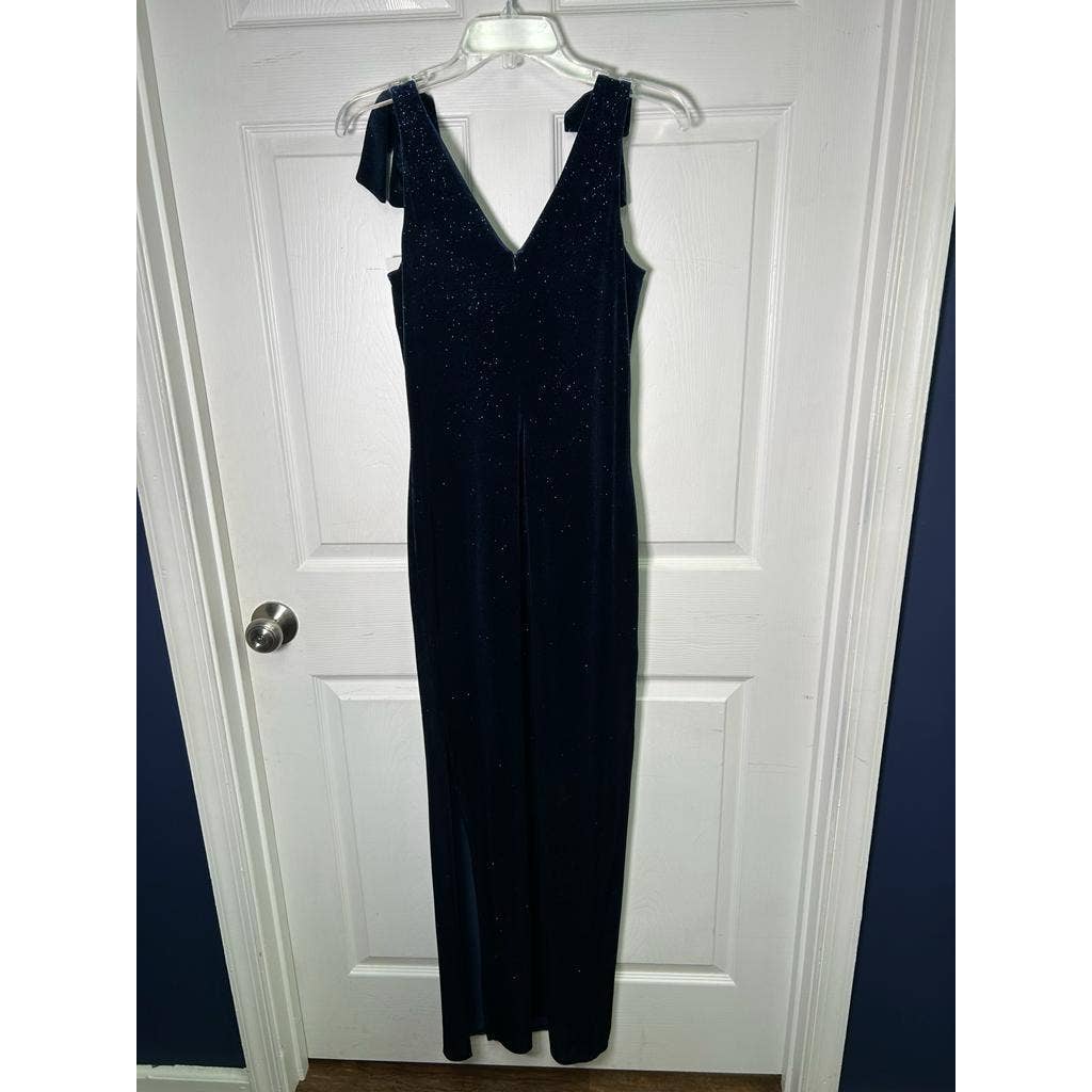 V-Front Sparkle Gown Navy