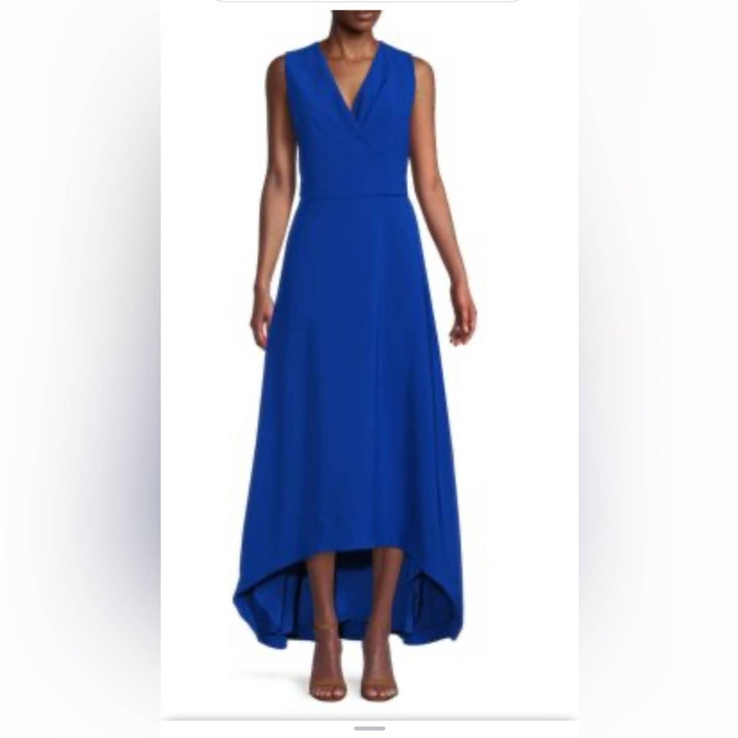 Kay Unger Sapphire Blue Melinda Pleat High/Low A-Line Gown