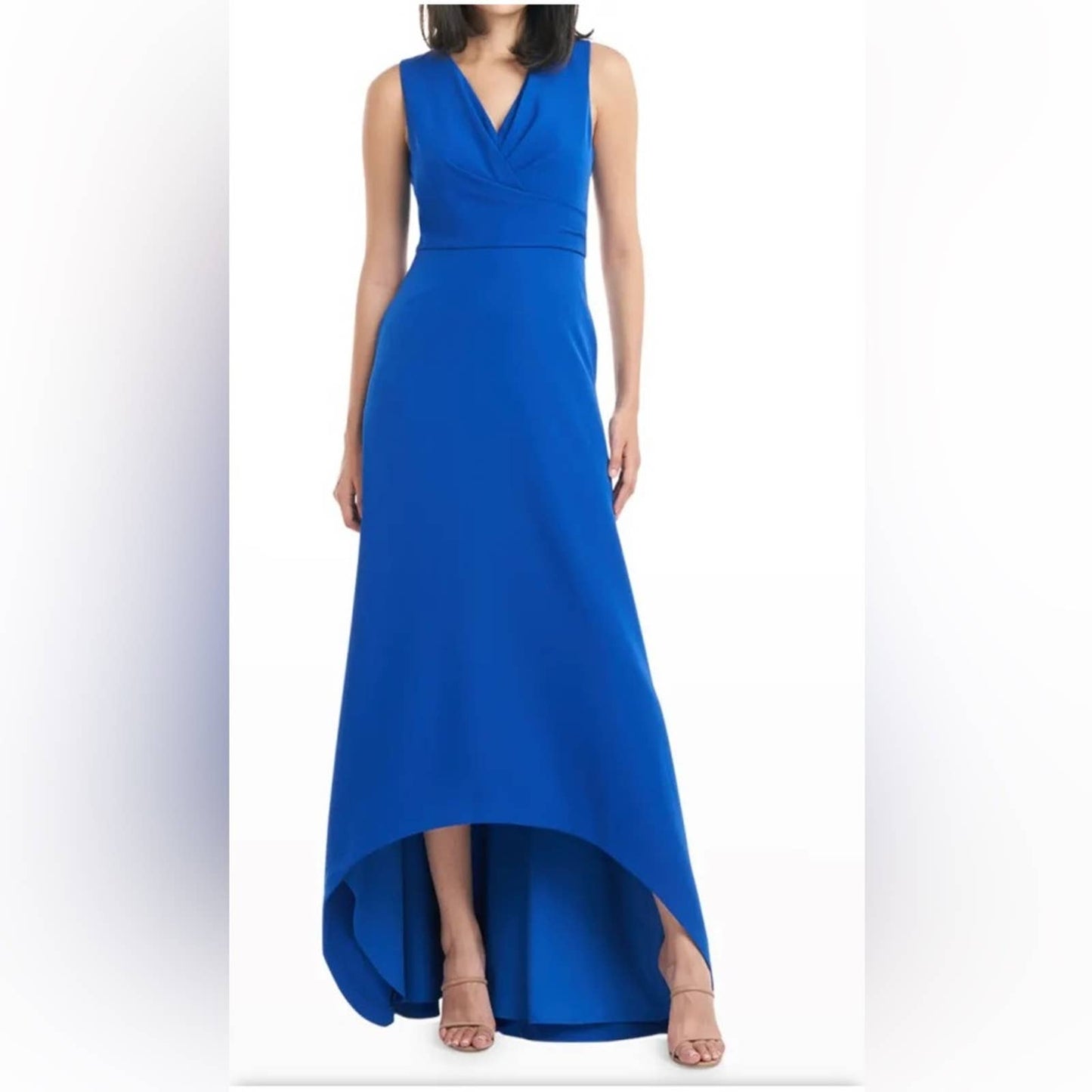 Kay Unger Sapphire Blue Melinda Pleat High/Low A-Line Gown