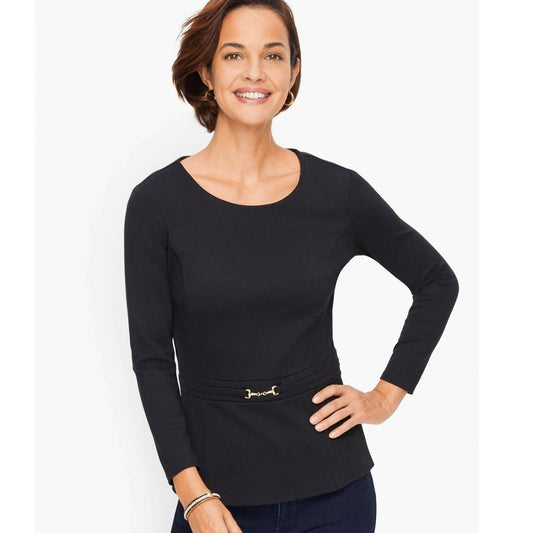 Ponte Peplum Top Black