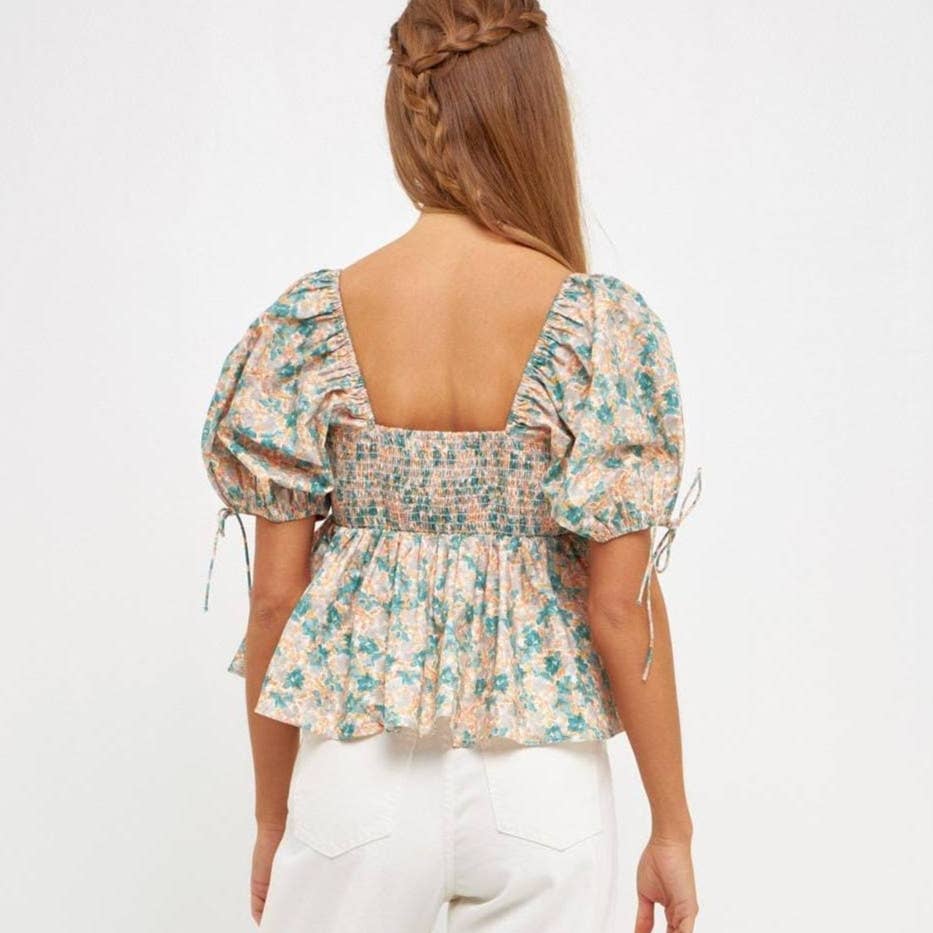 FLORAL PUFF SLEEVE TOP