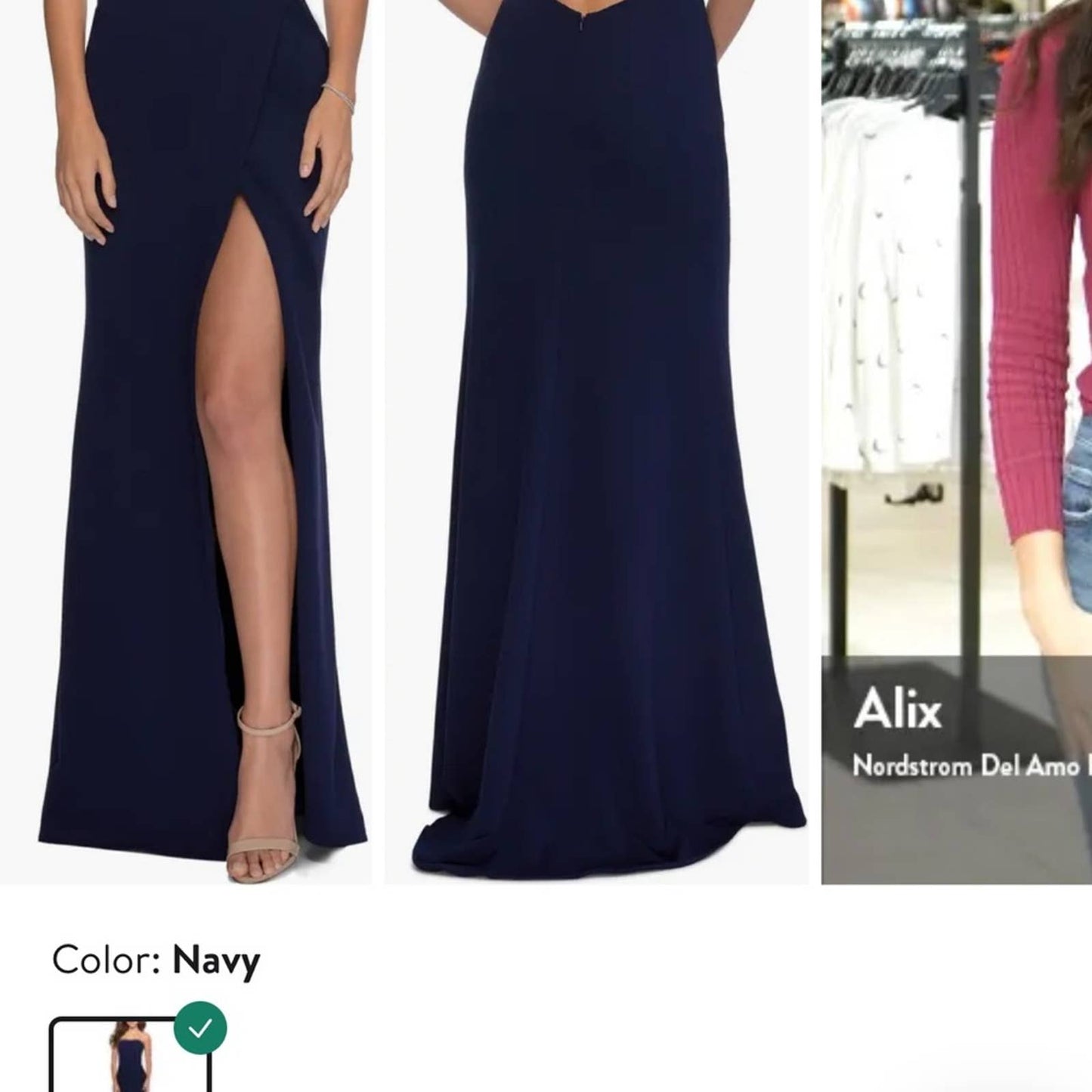 La Fenme Strapless Long Dress Navy