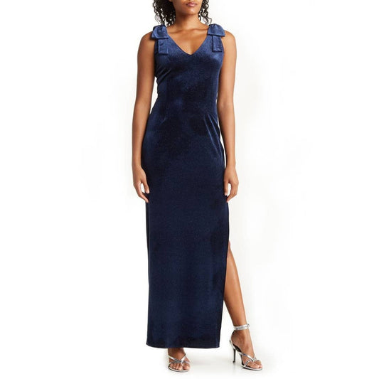 V-Front Sparkle Gown Navy