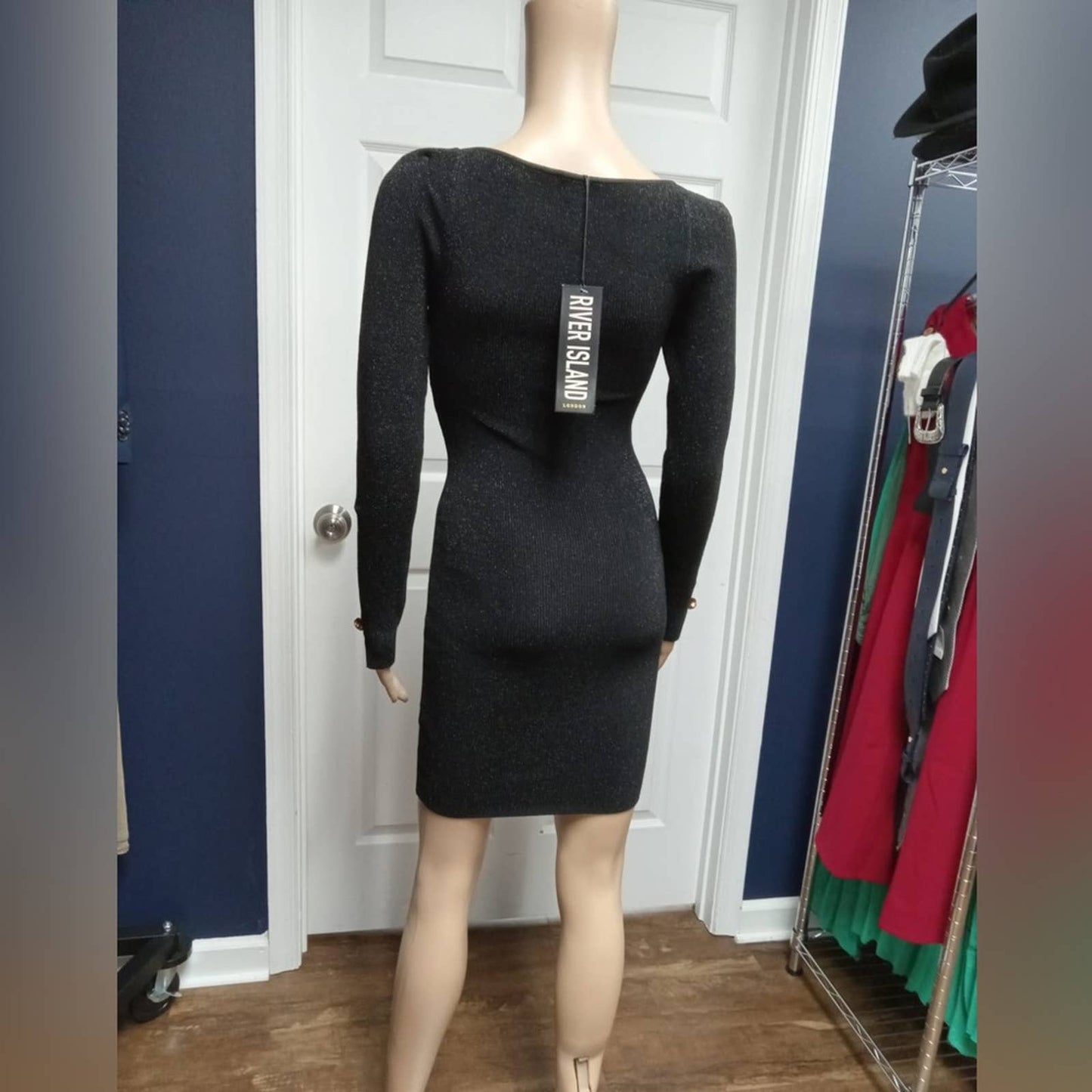 BLACK LONG SLEEVE MINI BODYCON DRESS