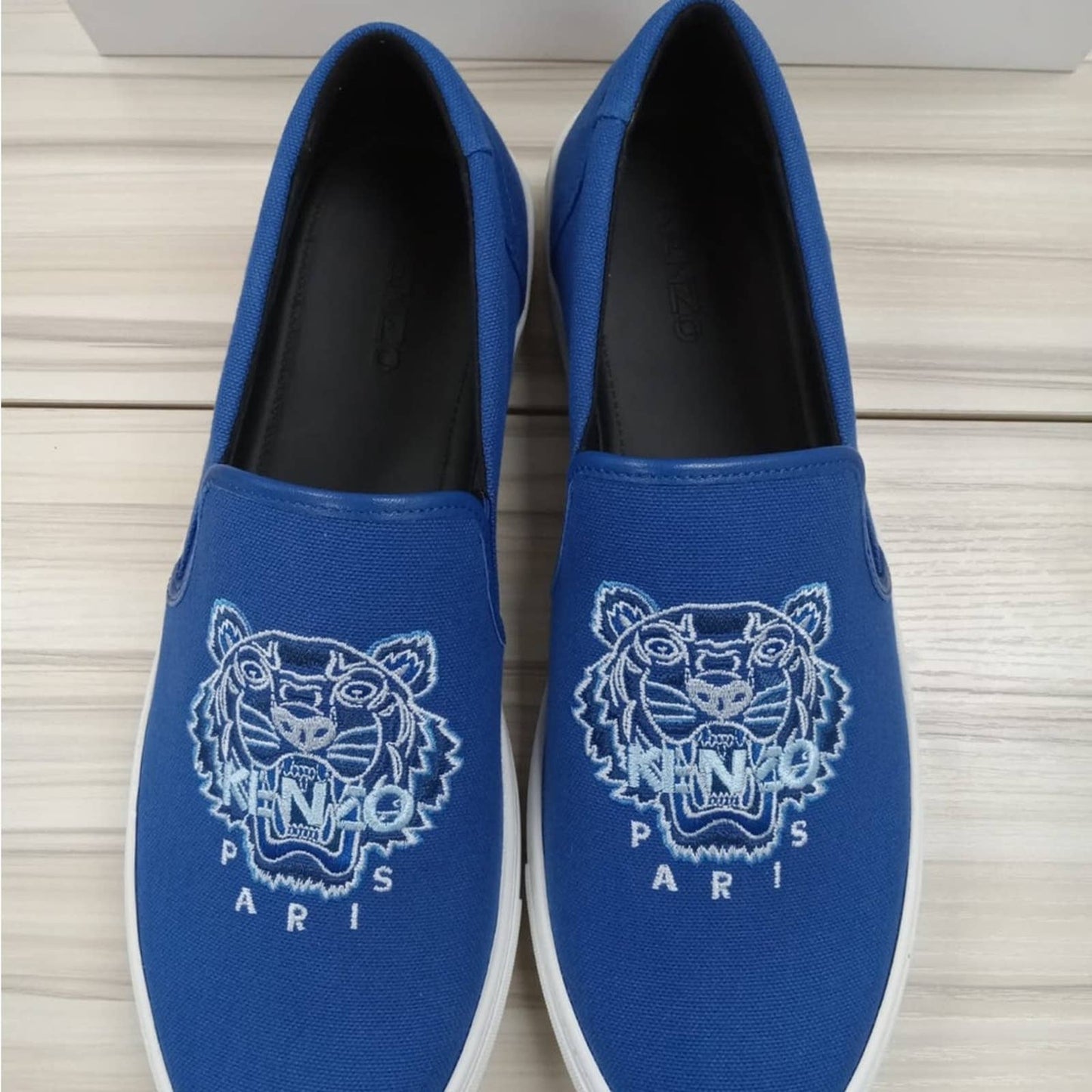 NEW Kenzo K-Skate Tiger Embroidered Blue Mens Slip On Shoes Sneakers