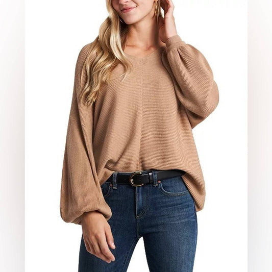 1.State Women's Rib-Knit Bubble Sleeve Long Sleeve Sweater,