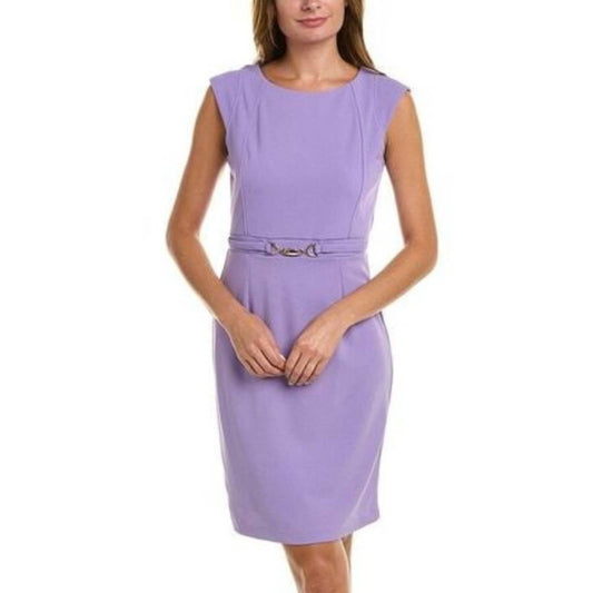 TAHARI ASL BELTED MINI DRESS IN PURPLE