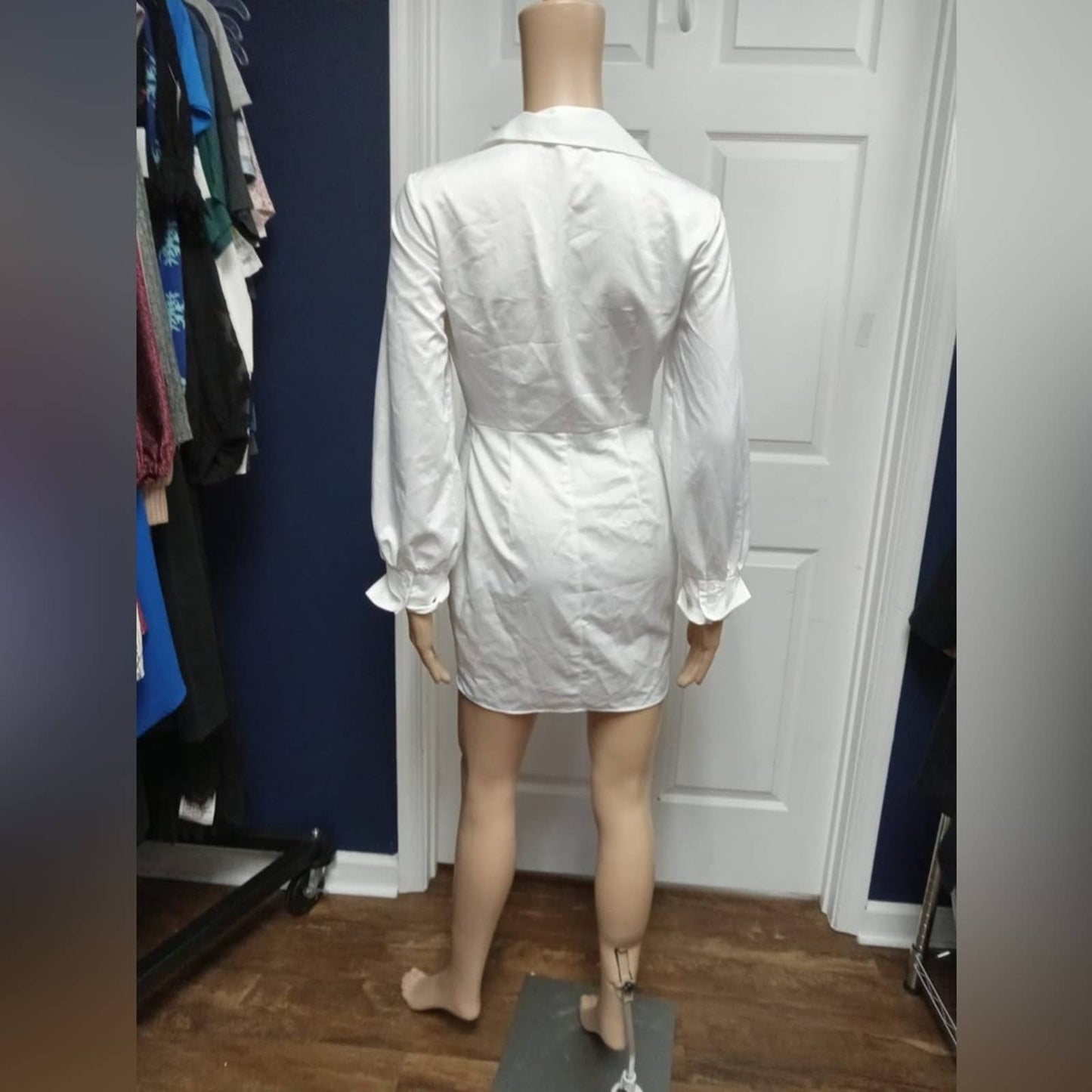 Topshop twist front mini satin shirt dress in white NWOT