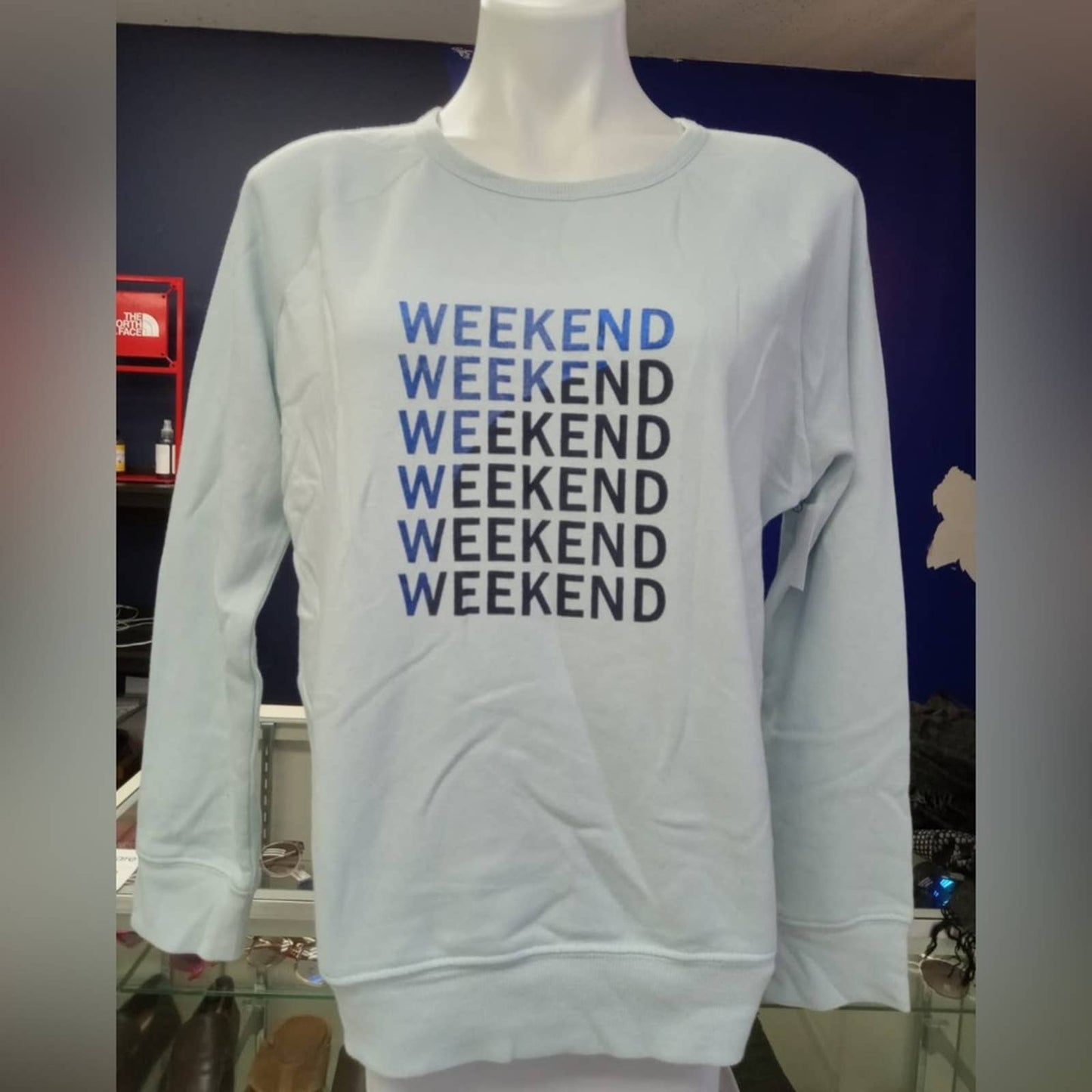 CASLON® WEEKEND GRAPHIC SWEATSHIRT IN BLUE LACE NWOT