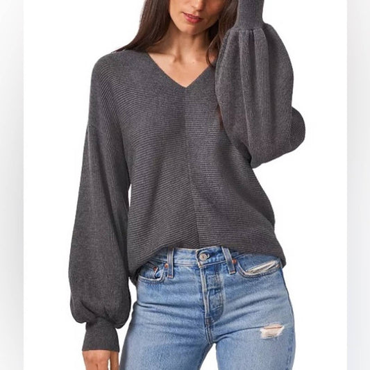 - - 1.State Women's Rib-Knit Bubble Sleeve Long Sleeve Sweater,