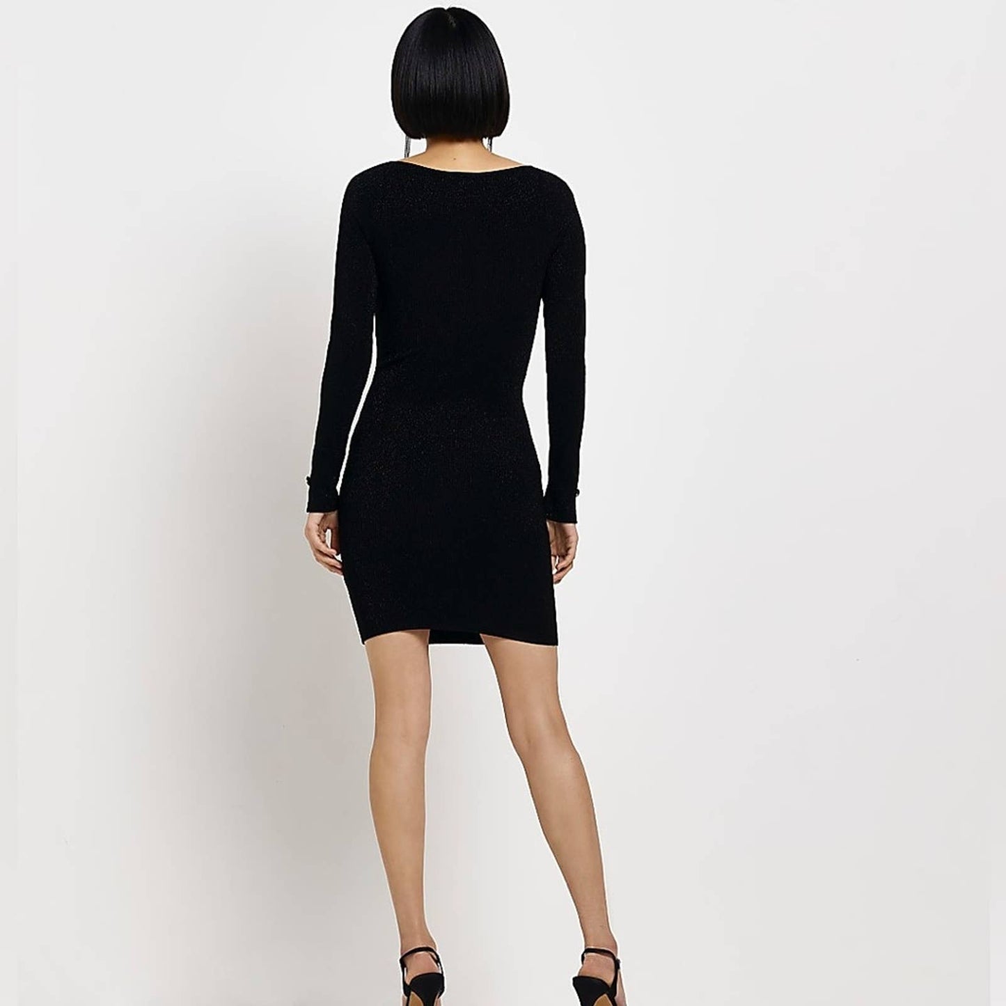 BLACK LONG SLEEVE MINI BODYCON DRESS