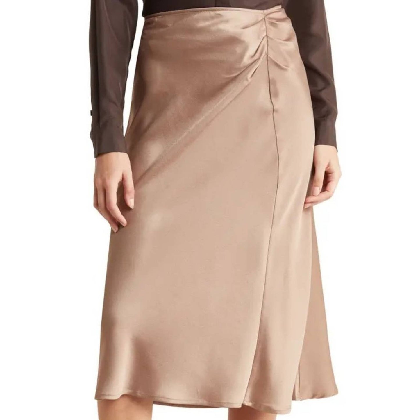 PULL-ON PLEATED SATIN SKIRT